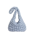 Light blue quilted puffer cloud bag with textured ruched finish and shoulder strap - Blue
