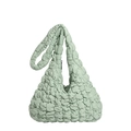 Chic light green quilted cloud shoulder bag with pleated bubble texture fabric - Mint Green