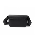 Bolso bandolera minimalista en cuero Saffiano negro con correa ancha - Negro
