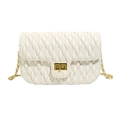 Elegante gebroken witte gewatteerde tas met gouden ketting en metalen draaisluiting - Groot / Off-wit