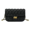 Elegante zwarte gewatteerde crossbodytas voor dames met gouden ketting en draaisluiting - Groot / Zwart