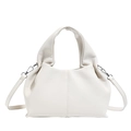 Minimalist off-white pebbled leather handbag with silver hardware and adjustable strap - Off-white