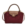 Sac bandoulière en nylon bordeaux avec rabat marron et garnitures métalliques dorées - Bordeaux