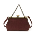 Vintage burgundy leopard print shell bag with frosted texture and gold chain strap - Burgundy