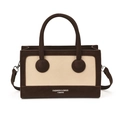 Sac bandoulière bicolore vintage rectangulaire avec poignées rondes marron et crème - Blanc Cassé