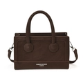 Grand sac cabas marron foncé en similicuir avec texture grainée et bandoulière - café
