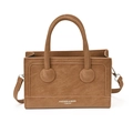 Sac cabas rétro marron en similicuir avec détails ronds et bandoulière amovible - Marron