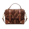 Vintage brown crossbody bag with wrinkled texture, gold hardware, and top handle detail - Brown