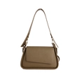 Chic brown litchi pattern leather crossbody bag with flap and gold buckle hardware - Green