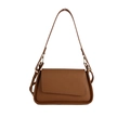 Brown retro lychee pattern shoulder bag with asymmetrical flap on a white background - Khaki