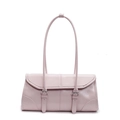 Borsa a spalla baguette in pelle cerata rosa chiaro con fibbie argentate chic - Rosa