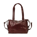 Grand sac cabas vintage en cuir synthétique bordeaux avec bandoulière réglable pratique - Bordeaux