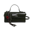 Dunkelgrüne Lederhandtasche in Rechteckform mit Silberbeschlag und Herzanhänger - Mit Anhänger / Grün