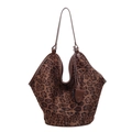 Große Hobo-Tasche mit Leopardenmuster, braunem Lederbesatz und schmalen Schultergurten - Leopard Kaffee