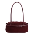 Bolso baguette retro burdeos con hebilla plateada y acabado efecto ante mate - Rojo