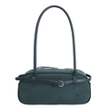 Bolso Boston retro de ante verde oscuro con correa fina y detalle de hebilla - Verde Turquesa