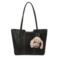Borsa tote nera in PU con cuciture bianche a contrasto e ciondolo a forma di coniglio - Con Ciondolo / Nero