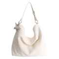 Weiße geflochtene Hobo-Tasche mit Stern-Anhänger und verstellbarer Schnalle - Weiß