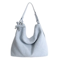 Light blue woven hobo bag with star charm and adjustable strap for women - Blue