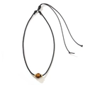Collar étnico de cuero con cuenta de ojo de tigre y cordón trenzado negro ajustable - Colgante de Cuenta de Ojo de Tigre (QNN1196)