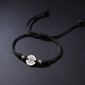 Pulsera nórdica de cuero negro con colgante Helm of Awe y cuentas de metal plateado - Pulsera Yelmo del Pavor (QNN1227)
