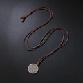 Colgante brújula vikinga de aleación de plata con collar de cordón de cuero marrón - Collar Brújula Vikinga (QNN1228)