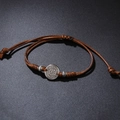 Collar de cuero trenzado marrón con colgante brújula vikinga plata vintage y runas - Pulsera Brújula Vikinga (QNN1228)