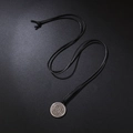 Colgante brújula vikinga Vegvisir vintage de plata con cordón negro ajustable - Collar Brújula Vikinga (QNN1228)