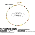 Detailed specs of waterproof 316L stainless steel colorful enamel bead necklace - Necklace / Gold Multicolor Enamel