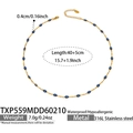 Goudkleurige stalen ketting met blauwe ovale stenen, waterdicht en hypoallergeen - Emaille ketting (TXP559) / 40+5cm / Goud/Blauw