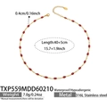 316L stainless steel gold necklace with red enamel pendants, waterproof and hypoallergenic - Necklace / Gold Red Oil Drip