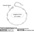 Silver stainless steel bracelet with oval charms and adjustable extension chain - Bracelet / Steel