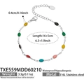 Colorful drip oil stainless steel bracelet with rainbow enamel charms and lobster clasp - Bracelet / Steel Color Multicolor Enamel