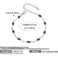 Silver 316L stainless steel bracelet with blue oval droplets and waterproof finish - Bracelet / Steel Blue