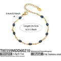 316L stainless steel gold chain bracelet with blue oval stones, waterproof jewelry - Bracelet / Gold Blue Enamel