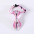 Adjustable pink and purple plaid pet collar with quick-release buckle and D-ring detail - Pink Plaid Necktie / S (17-32cm)