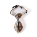 British style plaid pet collar with brown and blue patterns and adjustable buckle - Coffee Plaid Necktie / S (17-32cm)