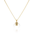 18k vergulde maan hanger ketting met witte hars en sprankelende zirkoon kristallen - 41+5cm Goud