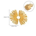 Detailed size view of irregular sunburst 18K gold plated stainless steel fan earrings - Radial Fan-shaped Wavy Texture Earrings (G256164)