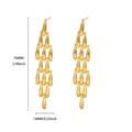 Long gold tiered teardrop earrings in polished 18K finish measuring 76mm by 14mm - Multi-layer Water Drop Long Dangle Earrings (G9156108)