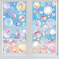 Macro detail of iridescent ocean creature window stickers on glass with beach background - Cross-border Summer Static Cling Film Xj2611