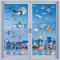 Watercolour ocean animals window decals featuring whales and turtles for glass decoration - Cross-border Summer Electrostatic Sticker Xj2608