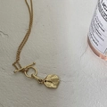 Minimalist gold S925 silver necklace with OT buckle and textured coin pendant - 925 Silver / Gold
