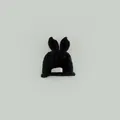 Handmade black chunky knit baby hat featuring cute 3D bunny ears and white label detail - One Size / Black (Circumference 44-50cm/Age 10 Months-3 Years)
