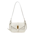 Borsa a tracolla avorio minimalista con chiusura in bronzo vintage e tracolla regolabile - Bianco Sporco