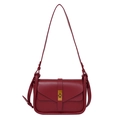 Borsa a tracolla bordeaux minimalista con patta a V e chiusura in metallo dorato lucido - Rosso