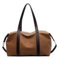 Bolso tote grande marrón con costuras blancas en contraste y correas de hombro - Marrón