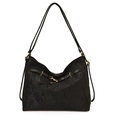 Versatile black vintage tote bag with gold hardware and multi-strap shoulder design - Black