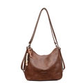 Borsa hobo vintage marrone con tracolla regolabile e ciondolo di perline etniche - Marrone