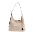 Elegante bolso hobo de cuero blanco crema con correa ajustable y colgante borla - Blanco